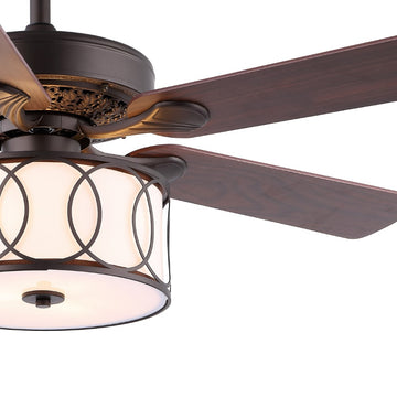 Circe 52" Transitional Glam Drum Shade LED Ceiling Fan With Remote - JONATHAN Y